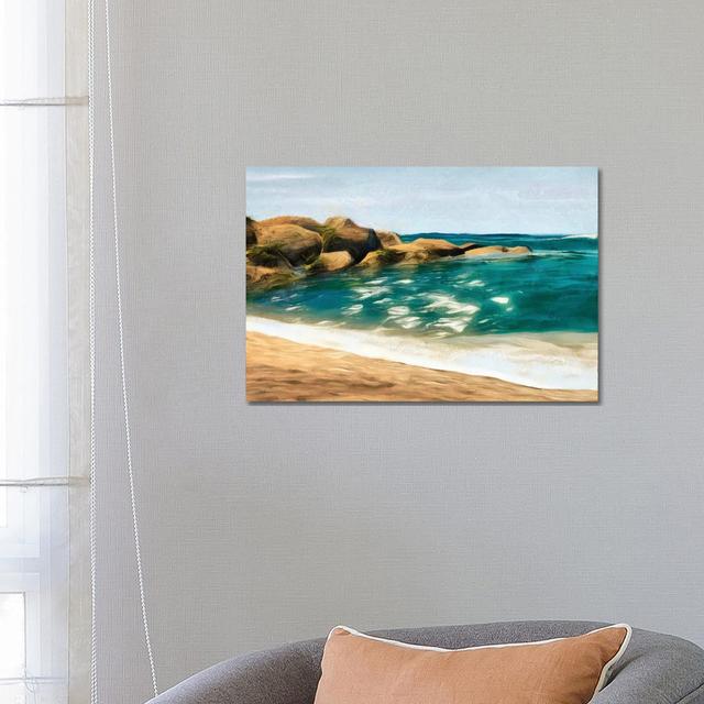 Ocean Rocks II by Alonzo Saunders - Wrapped Canvas Painting House of Hampton Size: 45.72cm H x 66.04cm W x 3.81cm D on Productcaster.