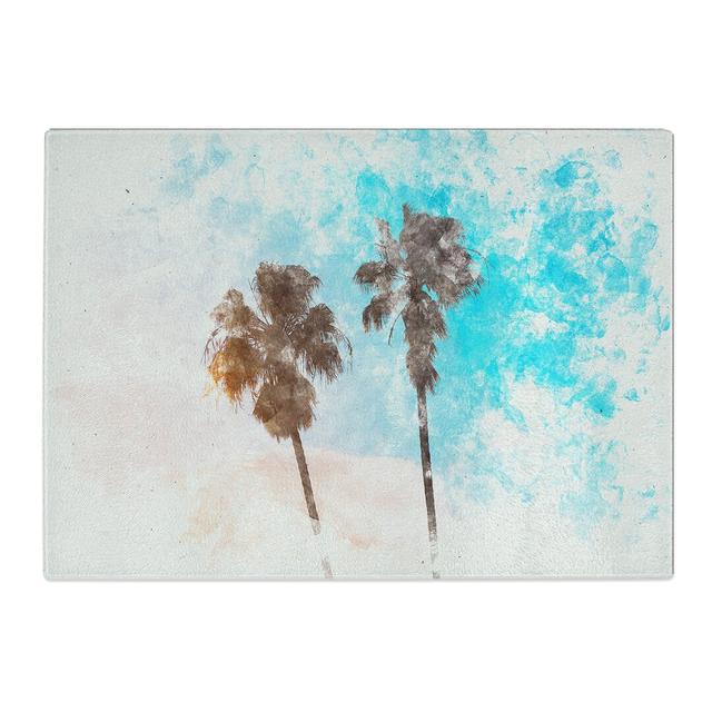 Tempered Glass Los Angeles Palm Trees Chopping Board East Urban Home Size: 20 cm x 28.5 cm on Productcaster.