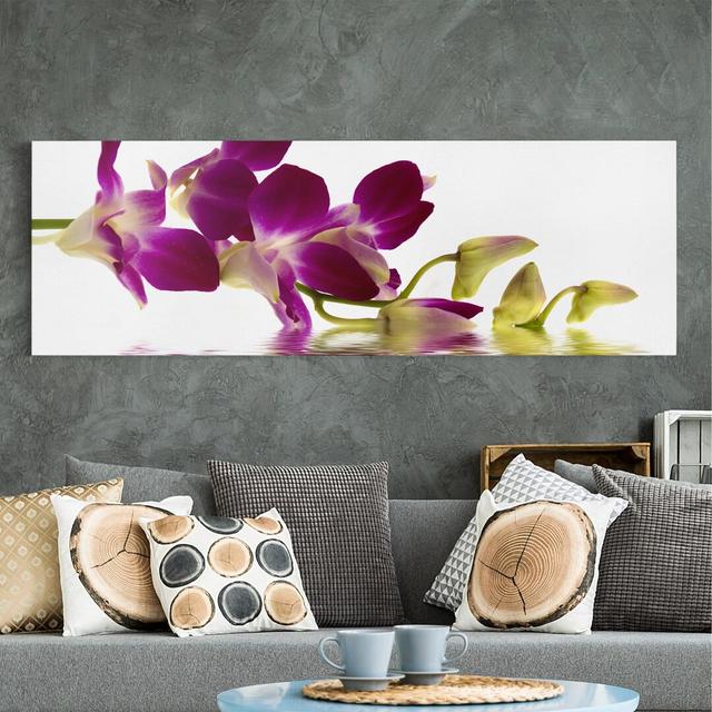 Orchid Waters - Wrapped Canvas Graphic Art Ebern Designs Size: 50cm H x 150cm W on Productcaster.