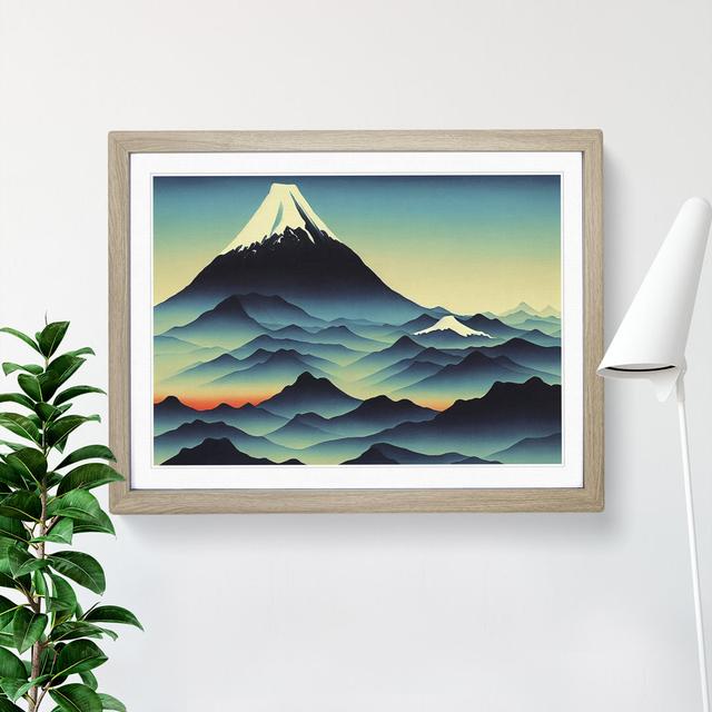 XH1022-6640X Painted Japanese Mountains Vol.4 - Single Picture Frame Painting Alpen Home Size: 34cm H x 46cm W x 2cm D, Format: Oak Framed on Productcaster.