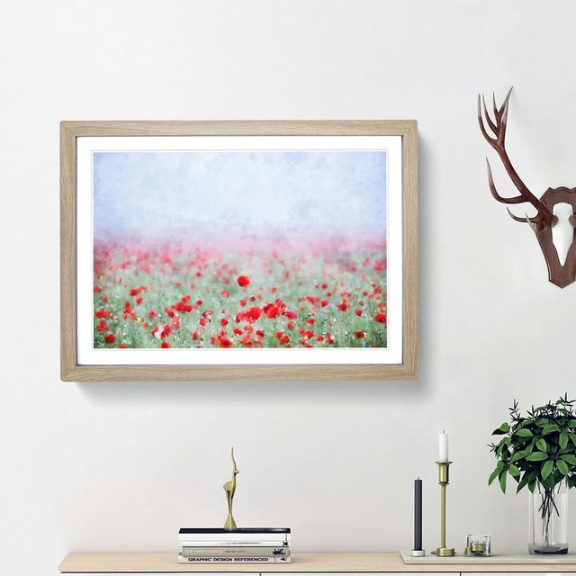 Red Poppy Field in Italy - Picture Frame Painting Print East Urban Home Size: 24cm H x 33cm W x 2cm D, Frame Option: Oak Framed on Productcaster.