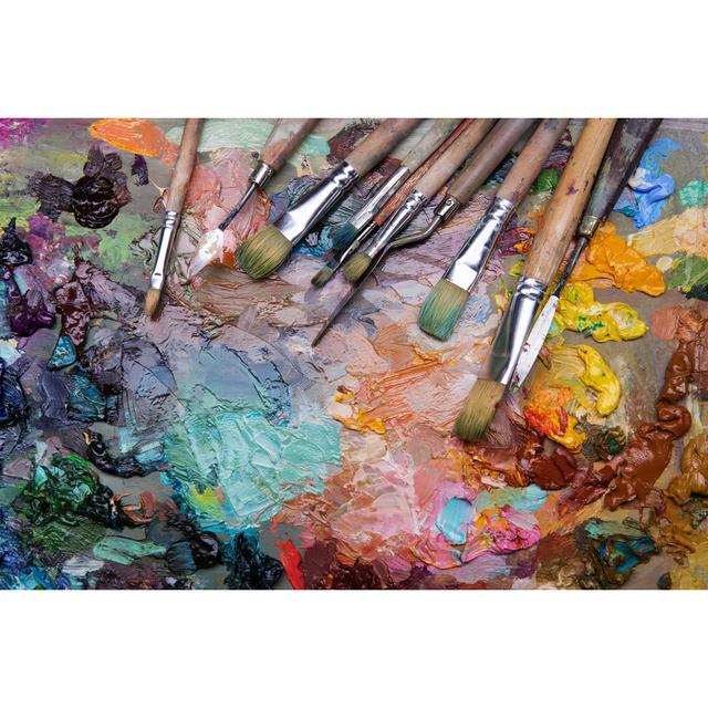 Palette With Paintbrush And Palette-Knife by Nata Zhekova - Wrapped Canvas Print Ebern Designs Size: 20cm H x 30cm W x 3.8cm D on Productcaster.