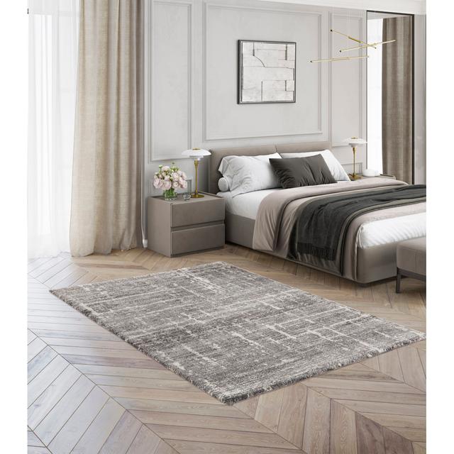 Loring Damask Machine Woven Dark Grey Area Rug Trent Austin Design Rug Size: Rectangle 120 x 170cm on Productcaster.