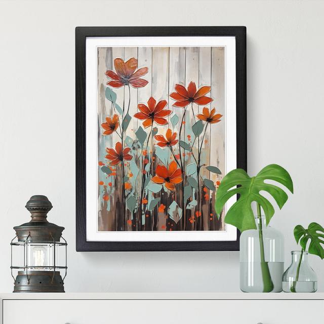 FRM-V0523-922X Flowers Mid Century Style Vol.3 - Picture Frame Print ClassicLiving Frame Option: Walnut, Size: 64cm H x 46cm W x 2cm D on Productcaster.