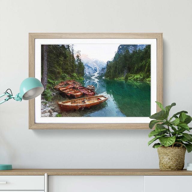 Rowing Boats in Italy - Picture Frame Graphic Art Print East Urban Home Frame Option: Oak, Size: 40cm H x 60cm W x 2cm D on Productcaster.