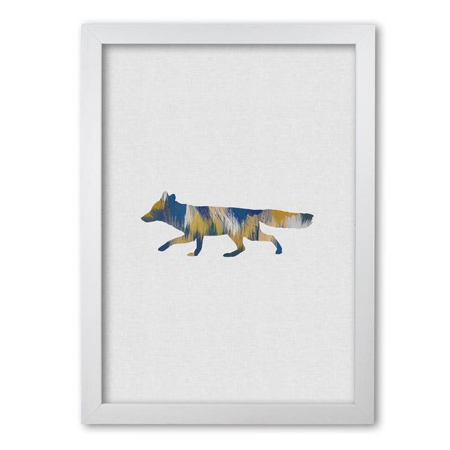 Fox Blue & Yellow - Print East Urban Home Format: White Grain Frame, Size: 42 cm H x 30 cm W x 5 cm D on Productcaster.