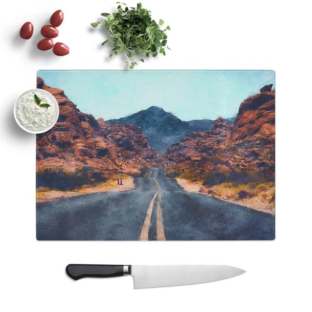 Tempered Glass Road to the Valley of Fire Chopping Board East Urban Home Size: 20 cm x 28.5 cm on Productcaster.