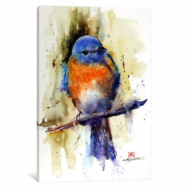 Bird On The Sprig by Dean Crouser - Wrapped Canvas Painting East Urban Home Size: 66.04cm H x 45.72cm W x 1.91cm D on Productcaster.