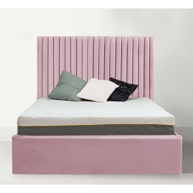 Leopoldine Upholstered Panel Bed Ebern Designs Size: Small Double (4'), Colour: Pink on Productcaster.