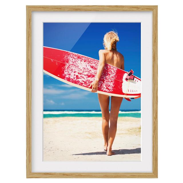 'Surfer' - Picture Frame Photograph Print on Paper East Urban Home Frame Options: Natural oak, Size: 100 cm H x 70 cm W on Productcaster.