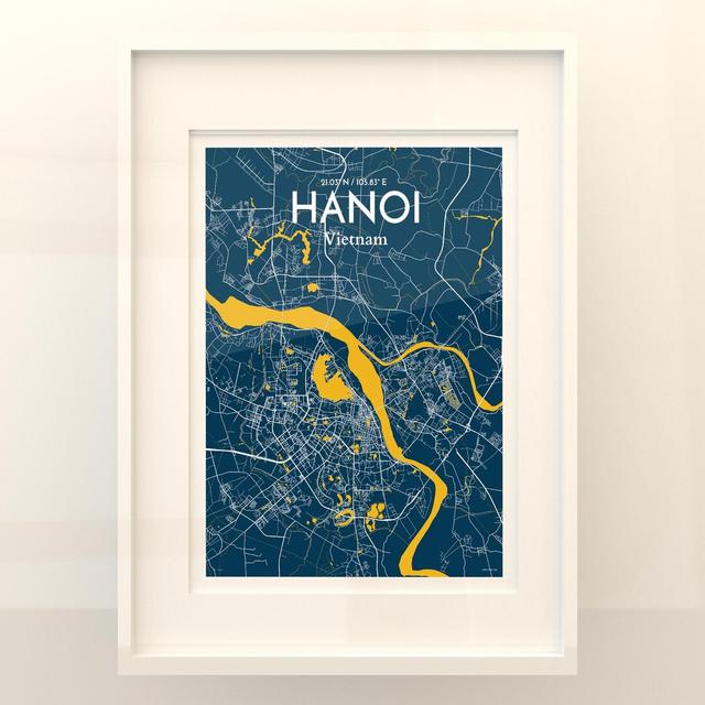 Hanoi City Map in Amuse - Graphic Art Print on Paper Borough Wharf Size: 24cm H x 18cm W x 0.05cm D on Productcaster.