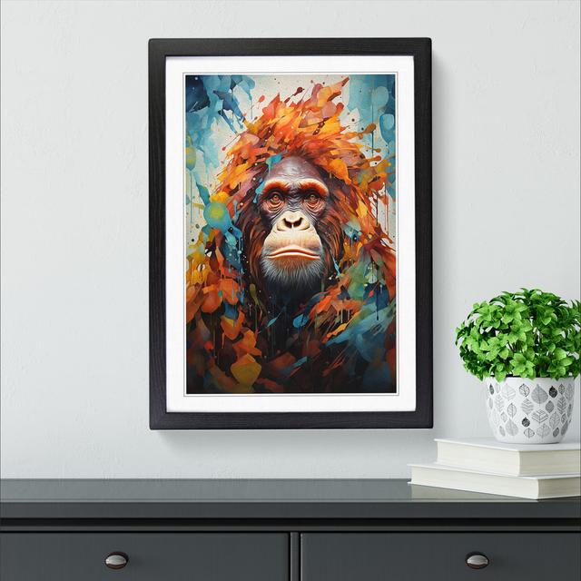 Orangutan Orphism No.2 - Single Picture Frame Print on Wood Latitude Vive Format: Black, Size: 46cm H x 34cm W x 2cm D on Productcaster.