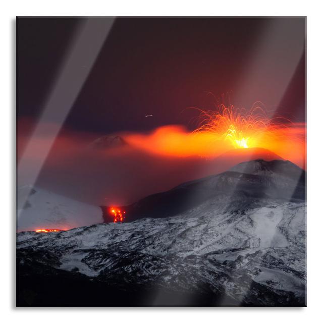 Dangerous Volcanic Eruption - No Frame Print on Glass Alpen Home Size: 80cm H x 80cm W x 0.4cm D on Productcaster.