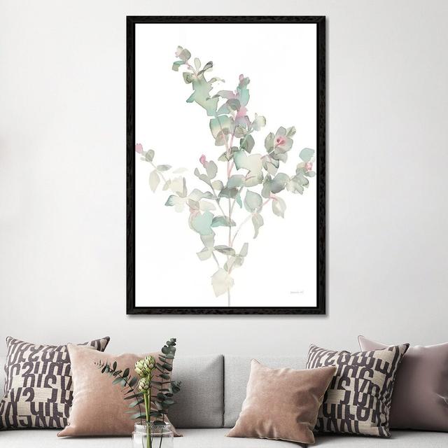 Eucalyptus II White by Danhui Nai - Graphic Art Print on Canvas 17 Stories Format: Black Framed, Size: 152.4cm H x 101.6cm W x 3.81cm D on Productcaster.