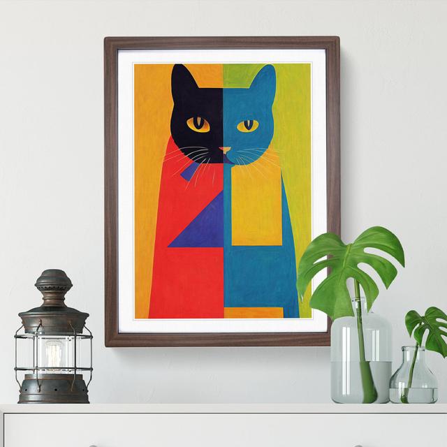 Cat In Abstract No.1 - Single Picture Frame Print 17 Stories Frame Colour: Brown Framed, Size: 46cm H x 34cm W x 2cm D on Productcaster.