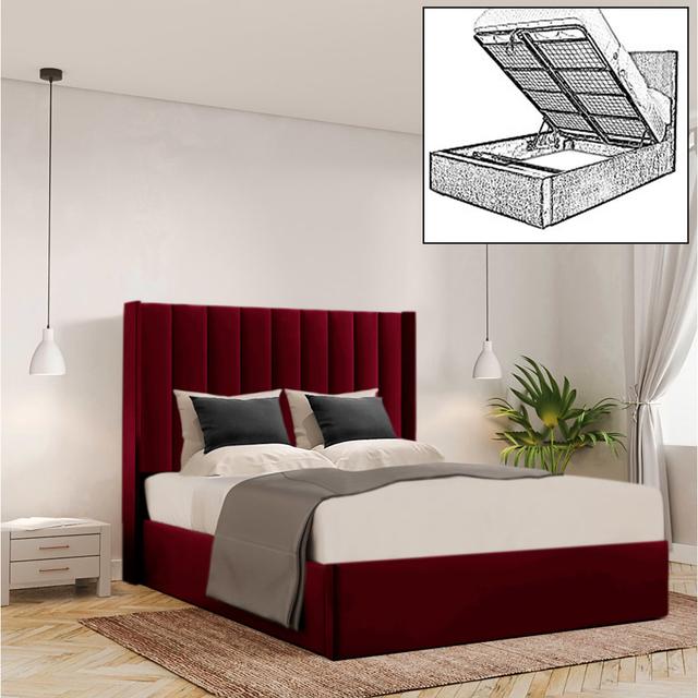 Ayrin Upholstered Storage Bed Canora Grey Size: Kingsize (5'), Colour: Red on Productcaster.