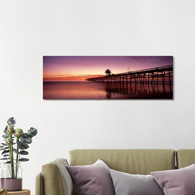 Silhouette of a Pier, San Clemente Pier, Los Angeles County, California, USA - Wrapped Canvas Panoramic Photograph Highland Dunes Size: 40.64cm H x 12 on Productcaster.