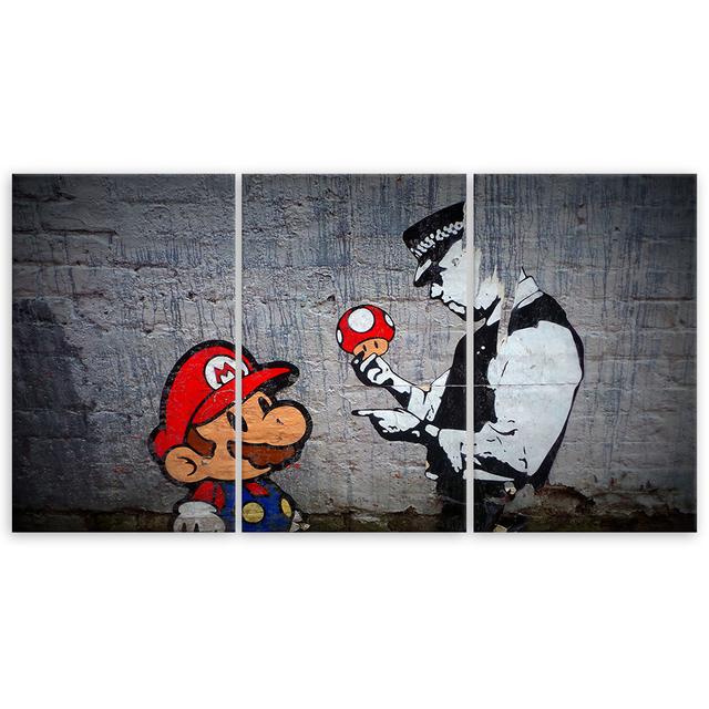 Canvas Print Banksy Mario Graffiti Feeby Size: 30cm H x 60cm W on Productcaster.