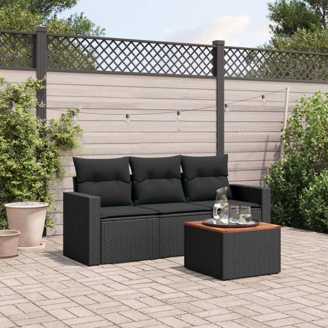 Gartensofa mit Kissen ClassicLiving Rahmenfarbe: Schwarz, Farbe des Kissens: Schwarz on Productcaster.