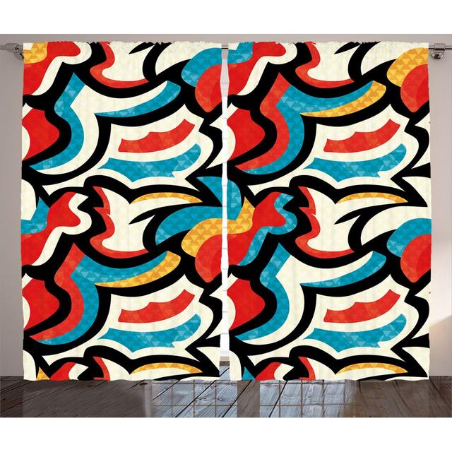 Vorhang-Set Psychedelic mit Stangendurchzug, halbtransparent (Set of 2) East Urban Home Panel-Größe: 280 cm B x 225 T cm on Productcaster.