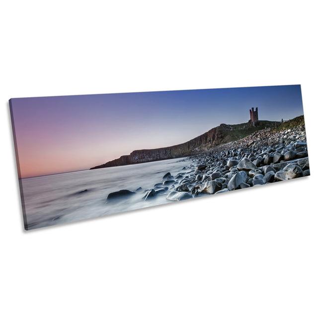 Dunstanbrugh Castle Scene Sunset CANVAS WALL ART Panorama Framed Print House of Hampton Size: 40.64cm H x 121.92cm W x 2cm D on Productcaster.