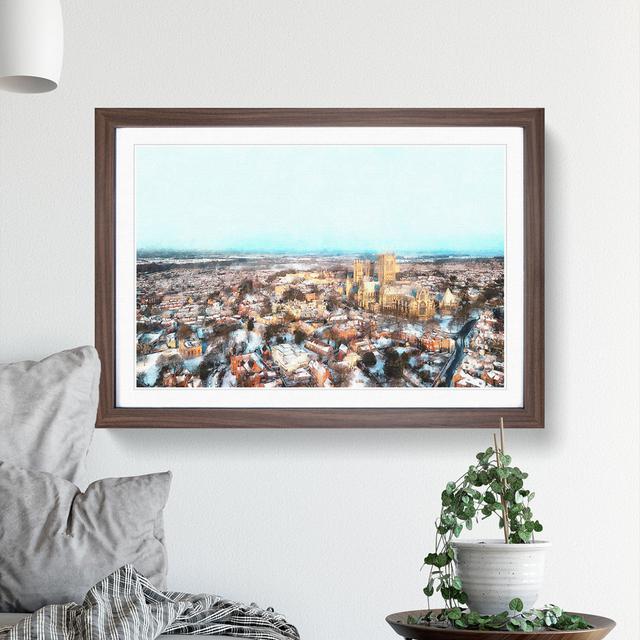 Lincoln Skyline in England - Picture Frame Graphic Art East Urban Home Frame Option: Walnut Framed, Size: 36cm H x 48cm W x 2cm D on Productcaster.