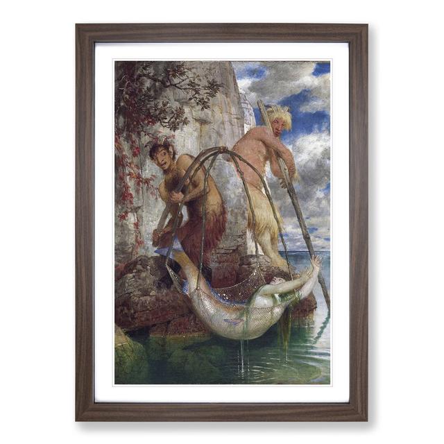 Mermaid Caught in the Net by Arnold Bocklin - Picture Frame Painting East Urban Home Frame Option: Walnut Framed, Size: 36cm H x 27cm W x 2cm D on Productcaster.