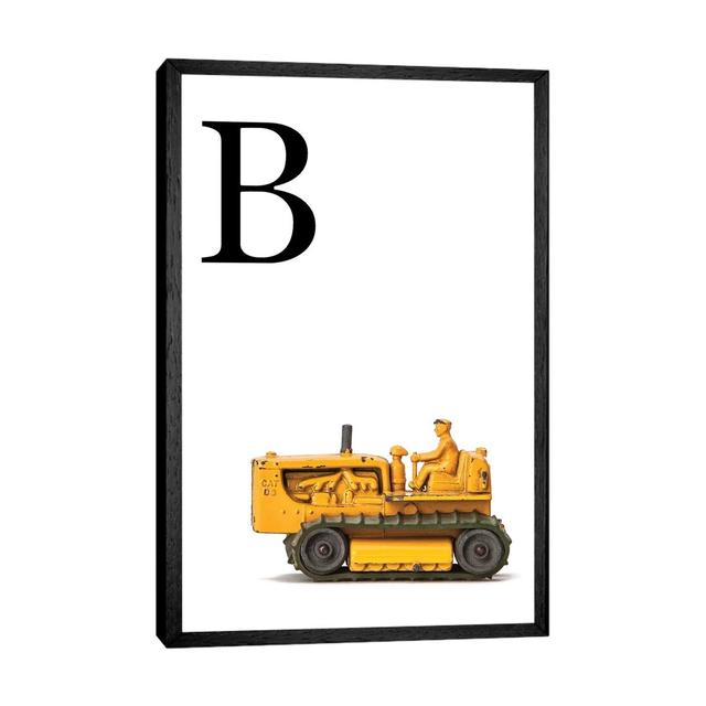 B Bulldozer Yellow White Letter - Print on Canvas Williston Forge Format: Black Framed, Size: 101.6cm H x 66.04cm W x 3.81cm D on Productcaster.