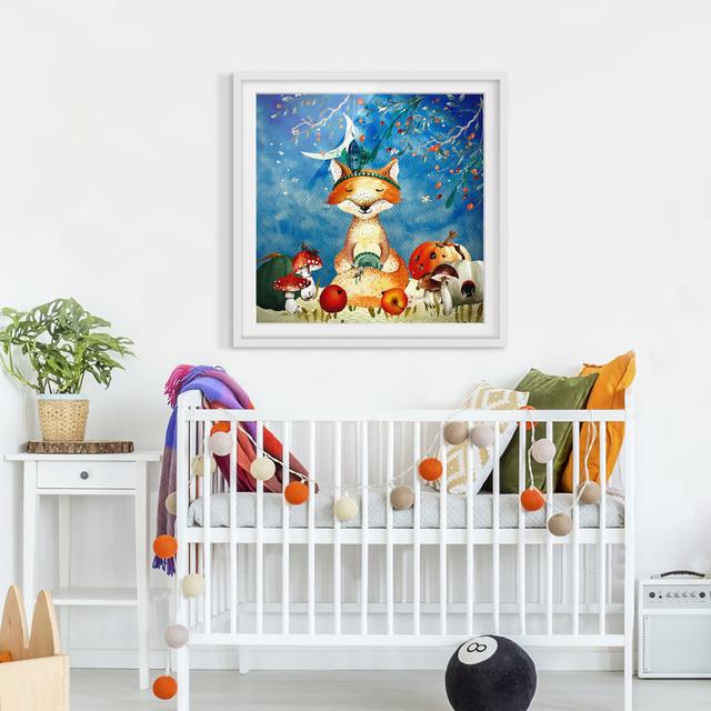 Fox in Moonlight - Picture Frame Graphic Art Zoomie Kids Size: 50cm H x 50cm W x 2cm D, Frame Option: White on Productcaster.