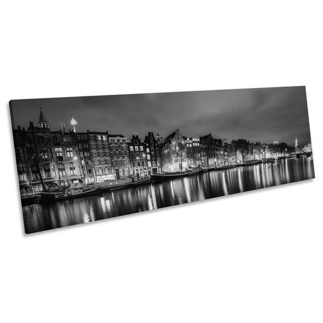 Amsterdam City Night Skyline - Wrapped Canvas Panoramic Print 17 Stories Size: 30.48cm H x 91.44cm W x 2cm D on Productcaster.