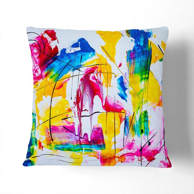 Abstract Art Painting Vol.239 by S.Johnson Cushion with Filling East Urban Home Backing Colour: Black, Size: 55 x 55 cm on Productcaster.