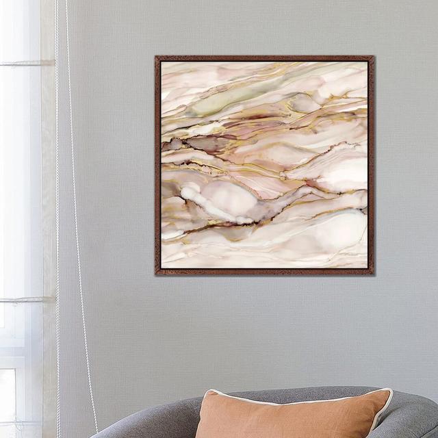 Graceful Marble I by Carol Robinson - Print on Canvas Ebern Designs Format: Classic Brown Wood Framed, Size: 66.04cm H x 66.04cm W x 3.81cm D on Productcaster.