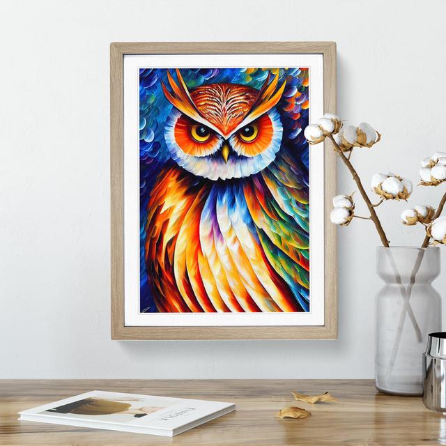 Portrait Of A Long Eared Owl No.10 - Single Picture Frame Painting Alpen Home Frame Colour: Oak Framed, Size: 64cm H x 46cm W x 2cm D on Productcaster.