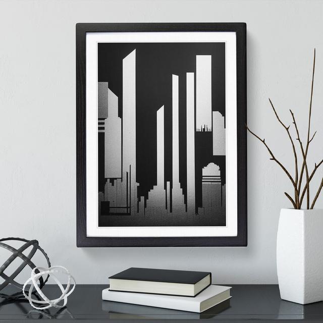 Monochrome City Skyline Abstract No.5 - Wrapped Canvas Graphic Art George Oliver Size: 64cm H x 46cm W x 2cm D, Format (Frame Type): Black on Productcaster.