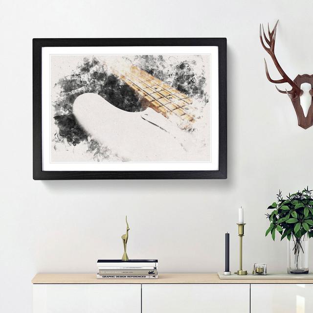 Strings of a White Bass Guitar - Picture Frame Graphic Art Print East Urban Home Frame Option: Black Framed, Size: 62cm H x 87cm W x 2cm D on Productcaster.