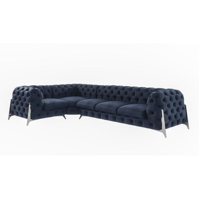 Juneri Chesterfield Corner Sofa Fairmont Park Orientation: Left Hand Facing, Upholstery Colour: Navy Blue on Productcaster.