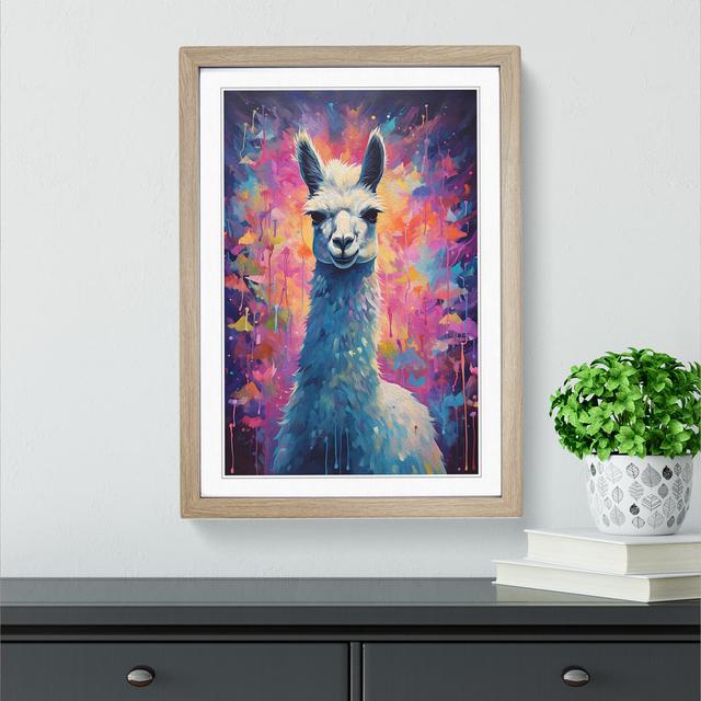 Llama Impressionism - Single Picture Frame Print on Wood Latitude Vive Format: Oak Framed, Size: 34cm H x 25cm W x 2cm D on Productcaster.