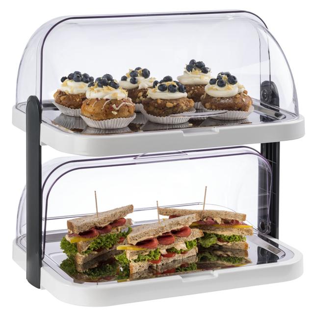 Buffet Display Cabinet Set Double Decker, 2 Roll-Top Bonnets, 2 Stainless Steel Trays, 4 Cooling Batteries APS on Productcaster.