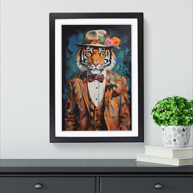 XYZ-FRM-V1223-6170 Tiger Contemporary - Single Picture Frame Print on Wood Big Box Art Size: 34cm H x 25cm W x 2cm D, Frame Colour: Black on Productcaster.