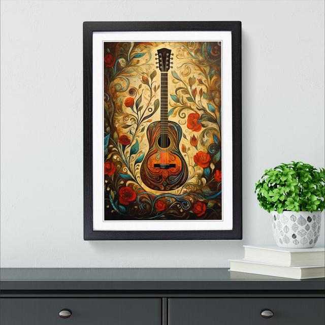 Acoustic Guitar Symbolism - Single Picture Frame Print on Wood Marlow Home Co. Format: Black Framed, Size: 34cm H x 25cm W x 2cm D on Productcaster.