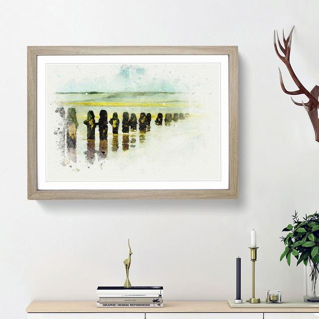 Groynes on Whitby Beach in Abstract - Picture Frame Graphic Art Print East Urban Home Frame Option: Oak Framed, Size: 27cm H x 36cm W x 2cm D on Productcaster.