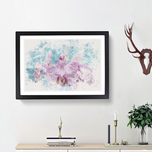 Lilac and Pink Orchids Watercolour - Picture Frame Graphic Art Print East Urban Home Frame Option: Black Framed, Size: 33cm H x 45cm W x 2cm D on Productcaster.