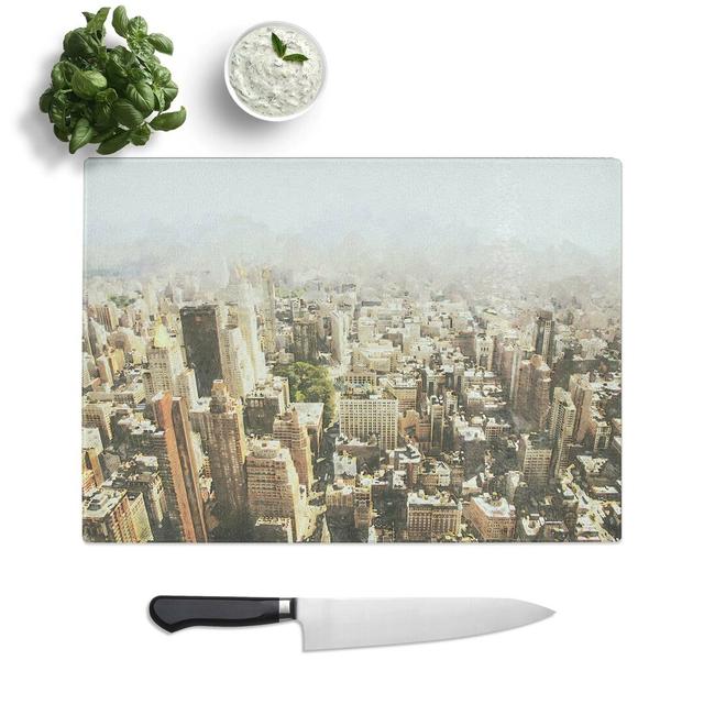 Tempered Glass The Expansive New York Skyline in Abstract Chopping Board East Urban Home Size: 39 cm W x 28.5 cm L on Productcaster.