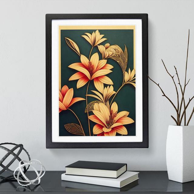 Classical Flower No.4 - Single Picture Frame Print Marlow Home Co. Frame Colour: Black, Size: 34cm H x 25cm W x 2cm D on Productcaster.