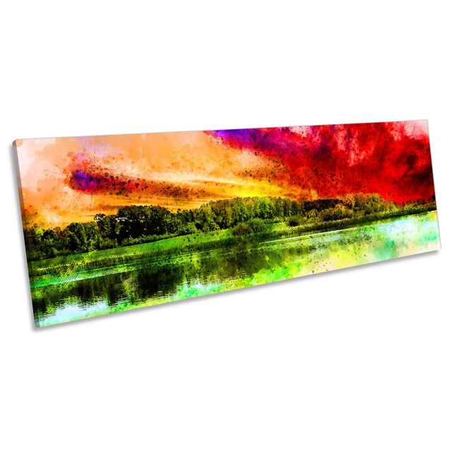 Modern Abstract Sunset Scene - Wrapped Canvas Panoramic Print Alpen Home Size: 45.72cm H x 137.16cm W on Productcaster.