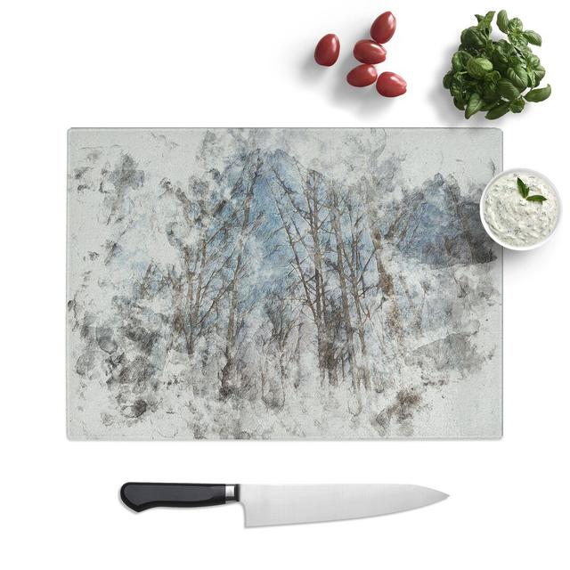 Tempered Glass Bare Trees at Twilight Watercolour Chopping Board East Urban Home Size: 20 cm x 28.5 cm on Productcaster.