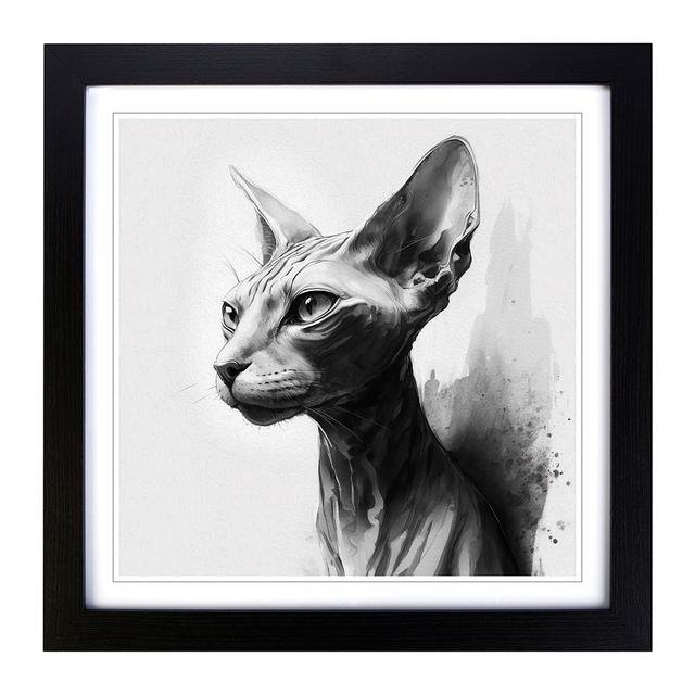 Sphynx Cat Ink Wash - Single Picture Frame Art Prints on Wood Marlow Home Co. on Productcaster.