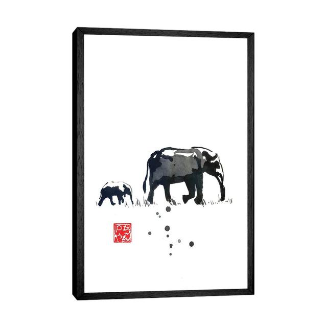 Elephant Family - Print on Canvas Bloomsbury Market Format: Black Framed, Size: 101.6cm H x 66.04cm W x 3.81cm D on Productcaster.