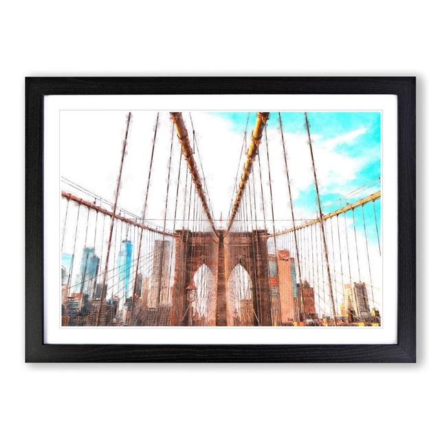 Brooklyn Bridge New York City Painting - Graphic Art Print East Urban Home Format: Black, Size: 24cm H x 33cm W x 2cm D on Productcaster.