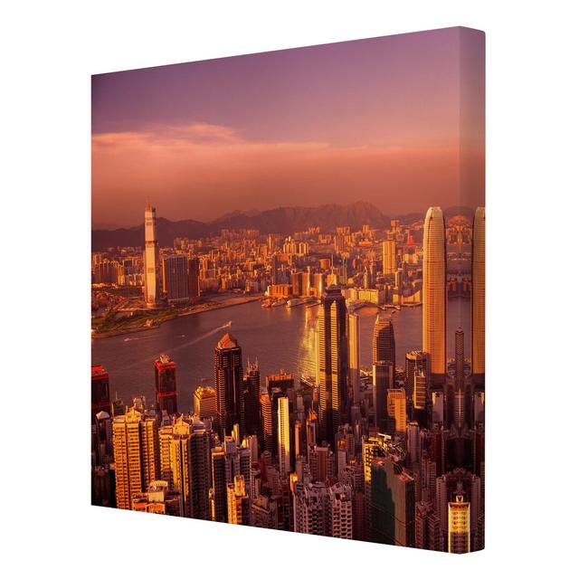 'Hong Kong Sunset' - Wrapped Canvas Graphic Art Print East Urban Home Size: 60cm H x 60cm W x 2cm D on Productcaster.